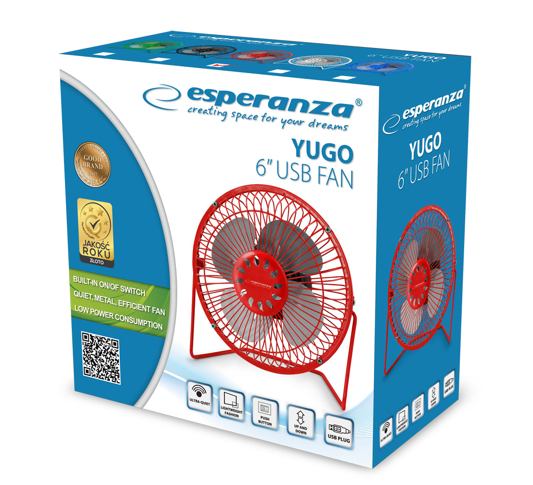 ESPERANZA WENTYLATOR 6" USB YUGO CZERWONY