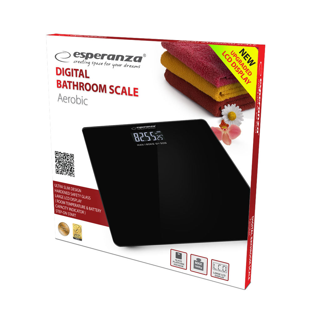 ESPERANZA CYFROWA WAGA ŁAZIENKOWA AEROBIC CZARNA