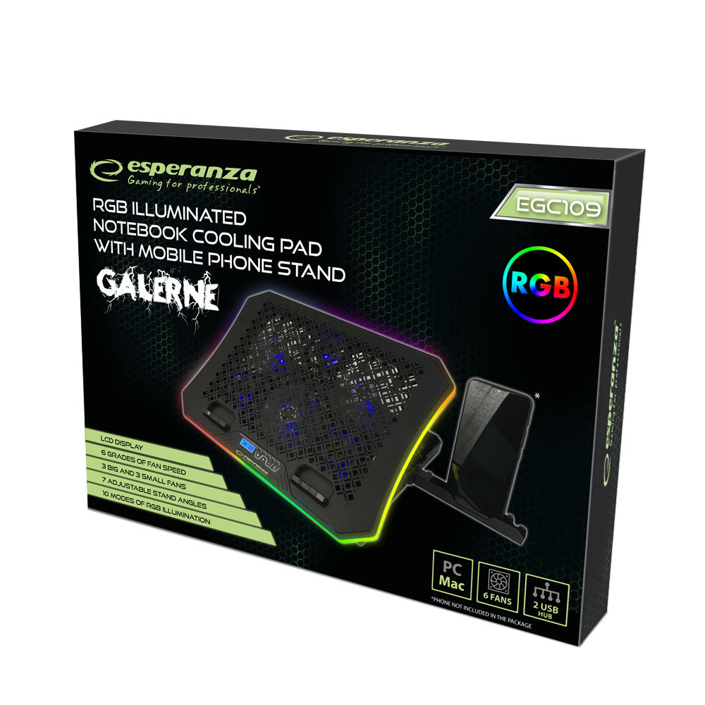 ESPERANZA PODSTAWKA CHŁODZĄCA GAMING POD NOTEBOOK LED RGB GALERNE