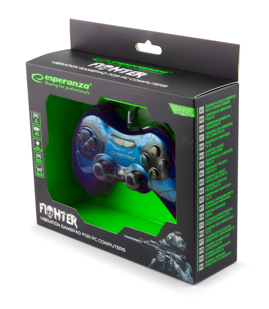 ESPERANZA GAMEPAD PC USB FIGHTER NIEBIESKI