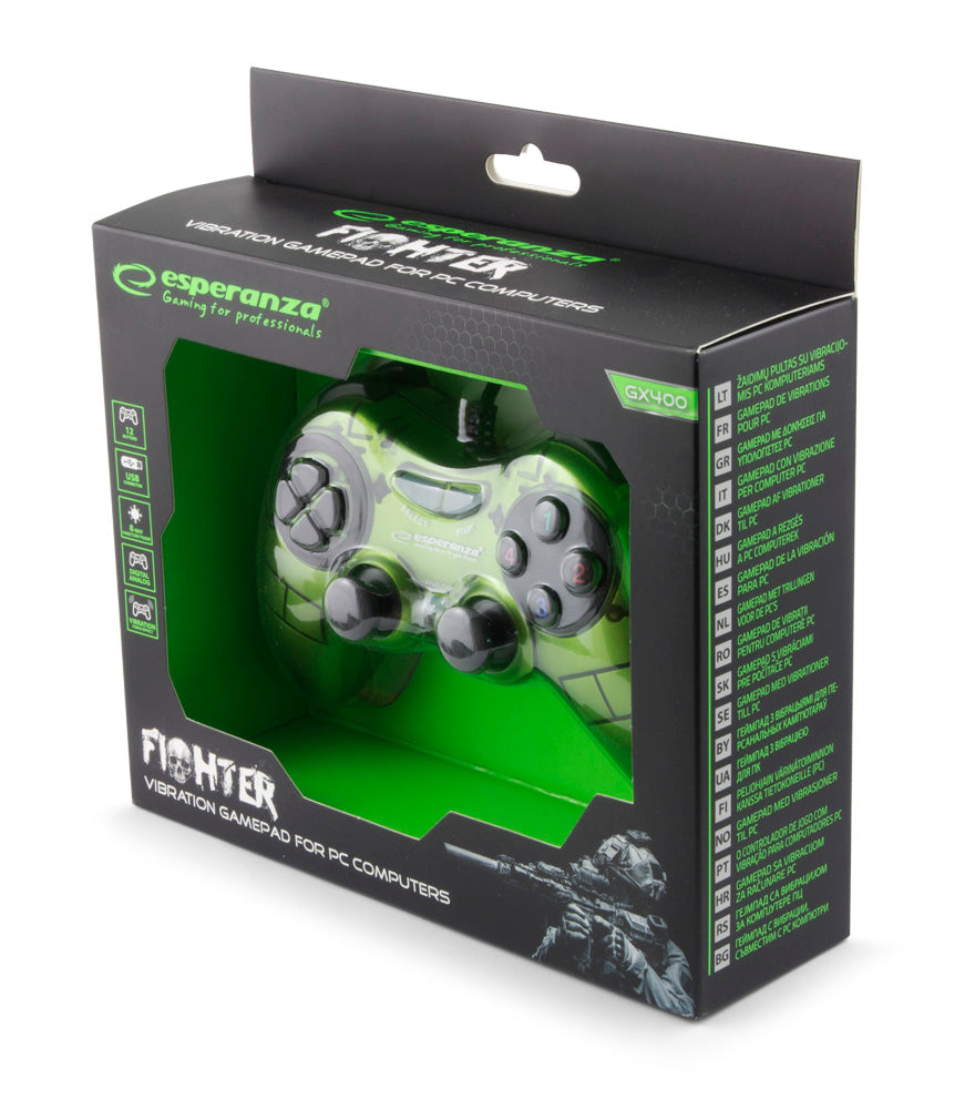 ESPERANZA GAMEPAD PC USB FIGHTER ZIELONY