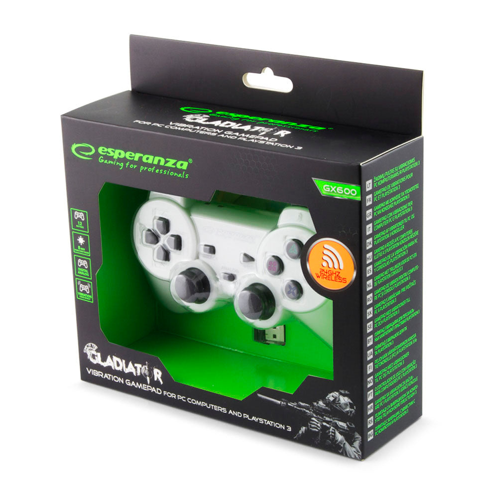 ESPERANZA GAMEPAD BEZPRZEW. PC/PS3 USB GLADIATOR BIAŁO-CZARNY