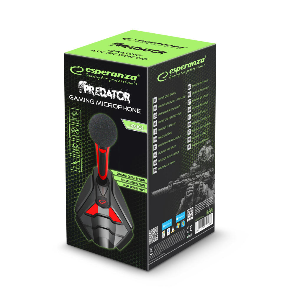 ESPERANZA MIKROFON GAMING PREDATOR CZERWONY