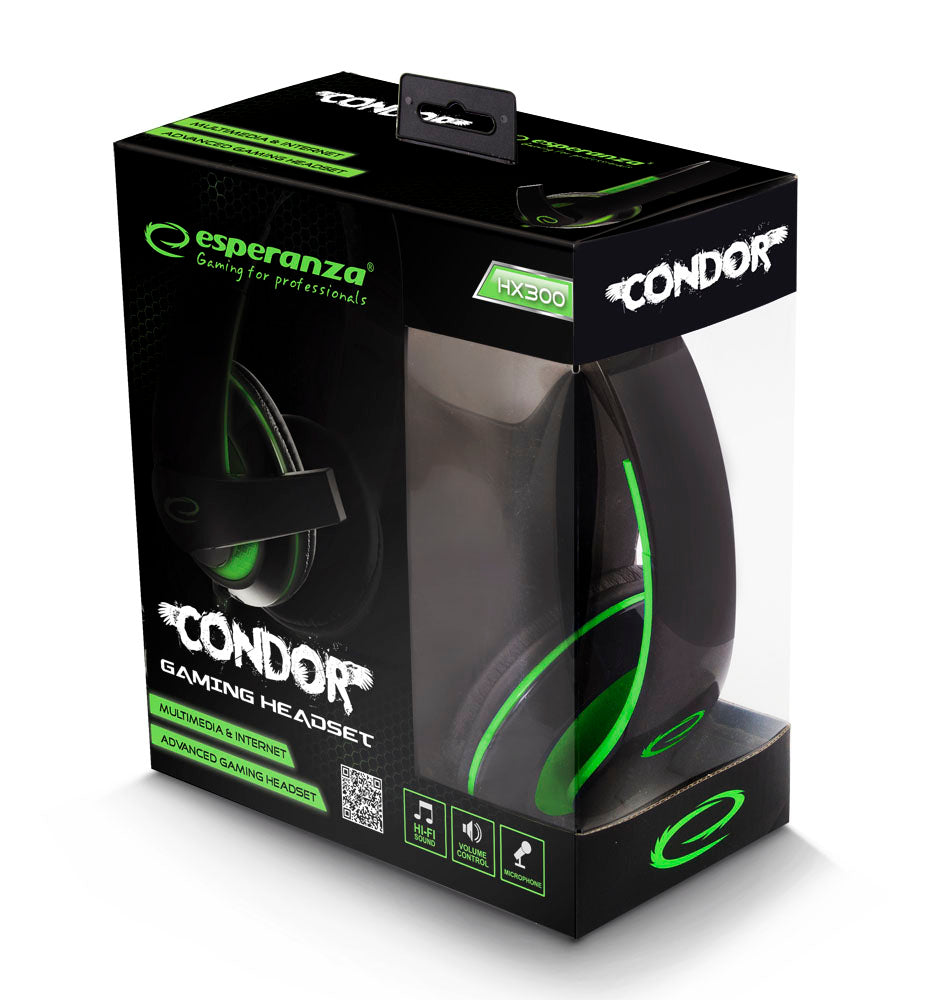 ESPERANZA SŁUCHAWKI Z MIKROFONEM GAMING CONDOR ZIELONE