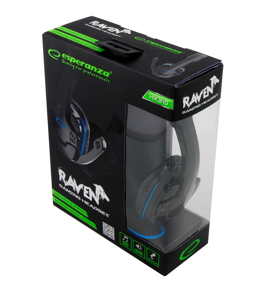 ESPERANZA SŁUCHAWKI Z MIKROFONEM GAMING RAVEN NIEBIESKIE