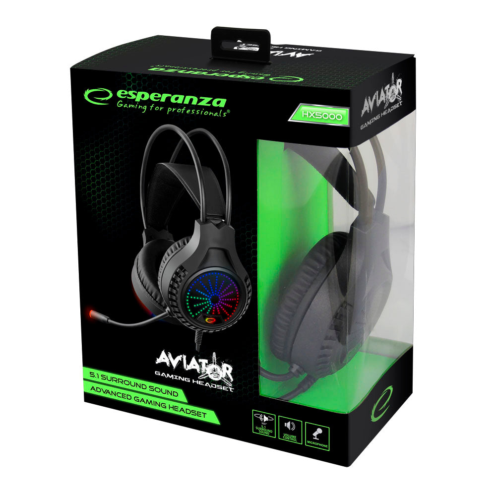 ESPERANZA SŁUCHAWKI Z MIKROFONEM GAMING 5.1 AVIATOR