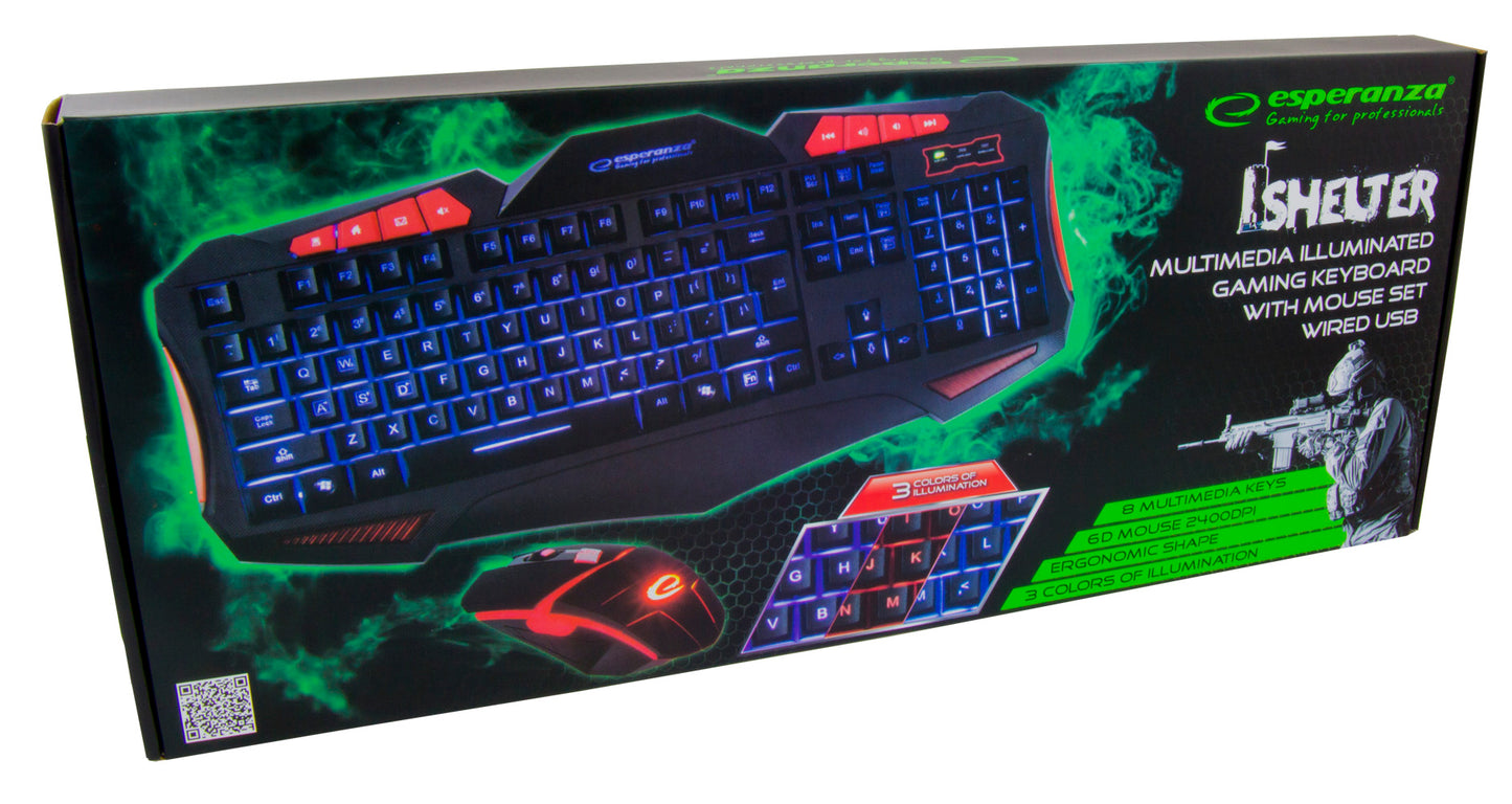 ESPERANZA ZESTAW PRZEWOD. MULTIMED. GAMING LED USB SHELTER