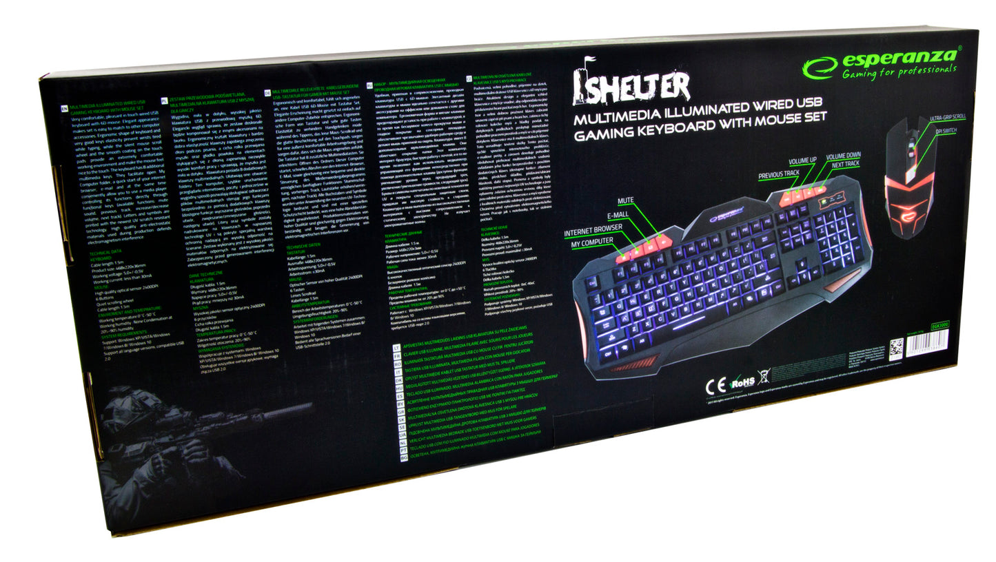 ESPERANZA ZESTAW PRZEWOD. MULTIMED. GAMING LED USB SHELTER