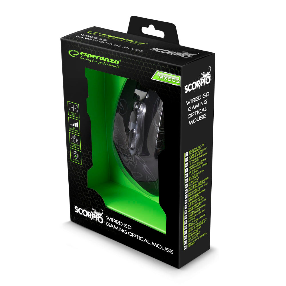 ESPERANZA MYSZ PRZEWOD. GAMING LED 6D OPT. USB SCORPIO NIEBIESKA
