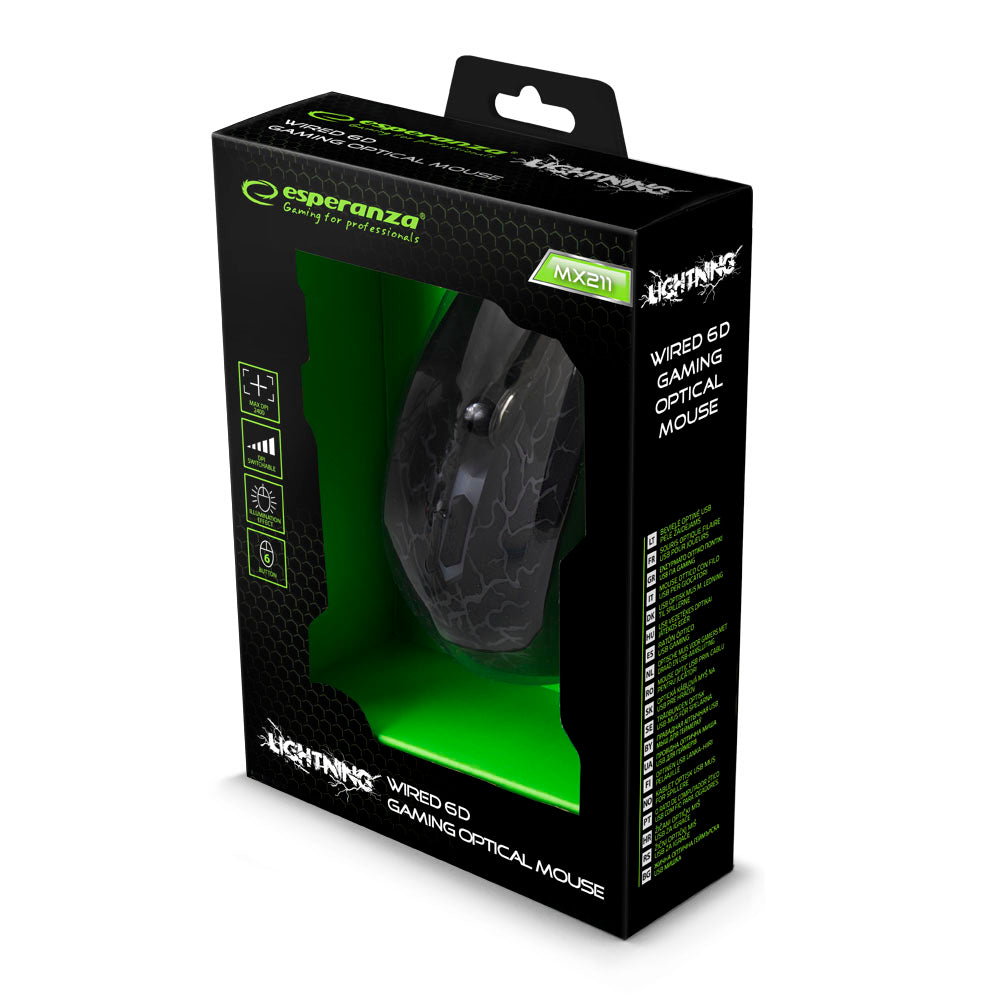 ESPERANZA MYSZ PRZEWOD. GAMING LED 6D OPT. USB LIGHTNING