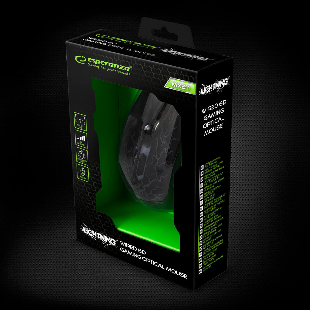 ESPERANZA MYSZ PRZEWOD. GAMING LED 6D OPT. USB LIGHTNING