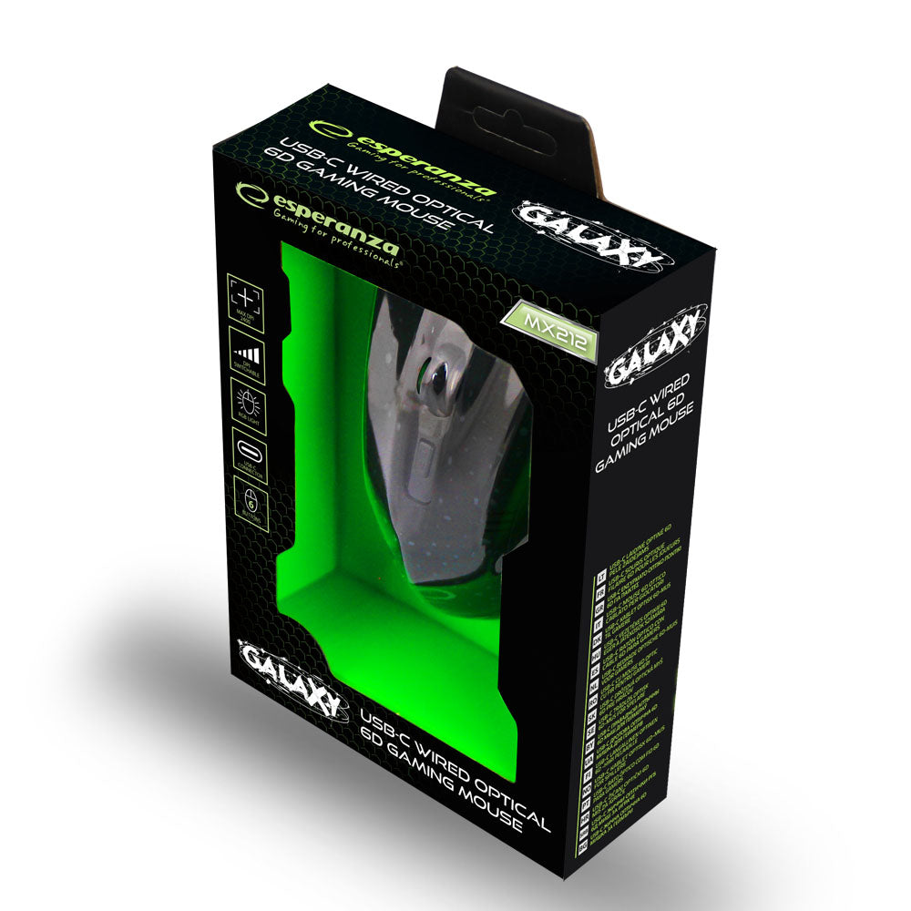 ESPERANZA MYSZ PRZEWOD. GAMING LED 6D OPT. USB-C GALAXY