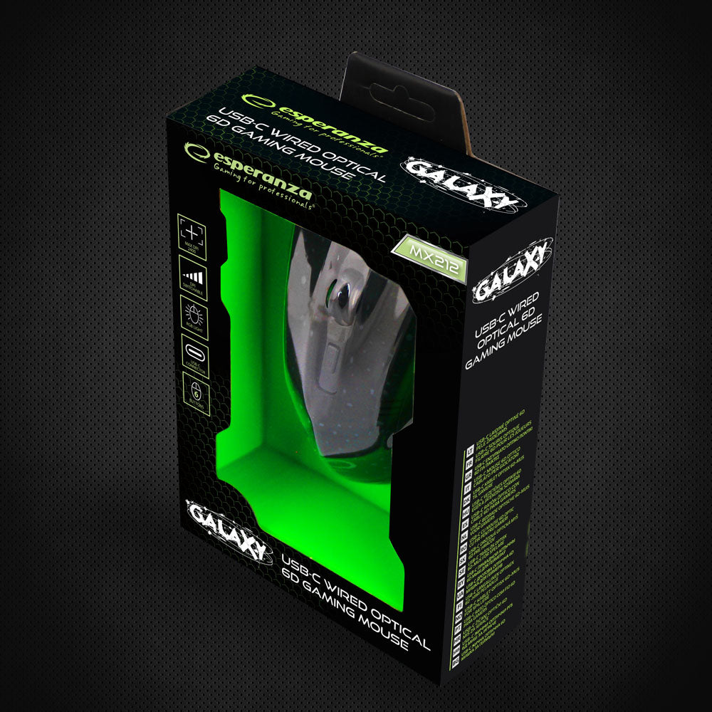 ESPERANZA MYSZ PRZEWOD. GAMING LED 6D OPT. USB-C GALAXY