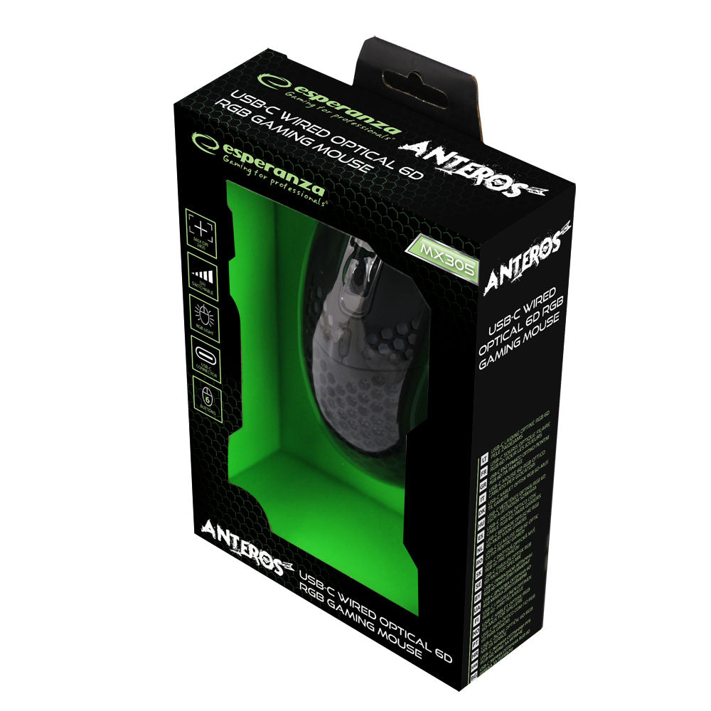 ESPERANZA MYSZ PRZEWOD. GAMING LED GRB 6D OPT. USB ANTEROS