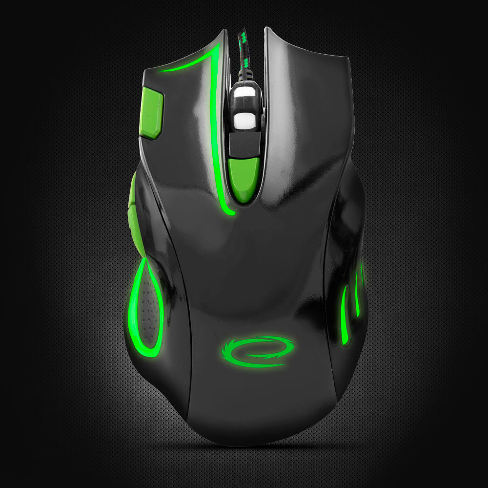 ESPERANZA MYSZ PRZEWOD. GAMING LED 7D OPT. USB HAWK CZARNO-ZIELONA