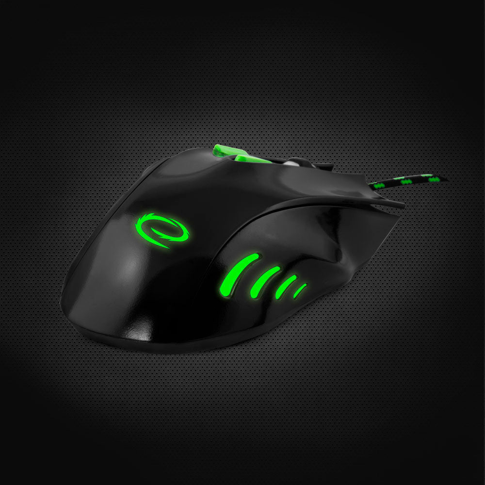 ESPERANZA MYSZ PRZEWOD. GAMING LED 7D OPT. USB HAWK CZARNO-ZIELONA
