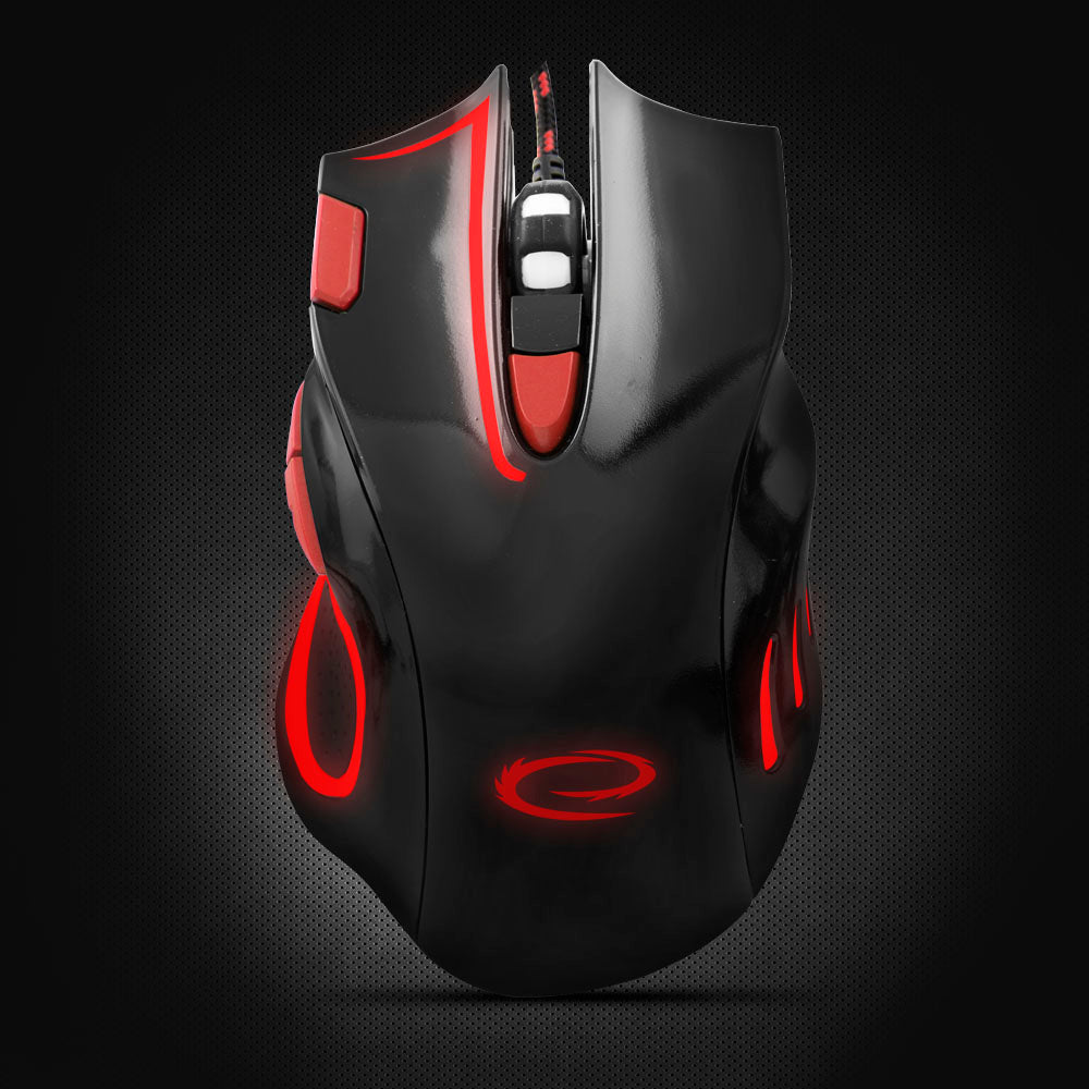 ESPERANZA MYSZ PRZEWOD. GAMING LED 7D OPT. USB HAWK CZARNO-CZERWONA