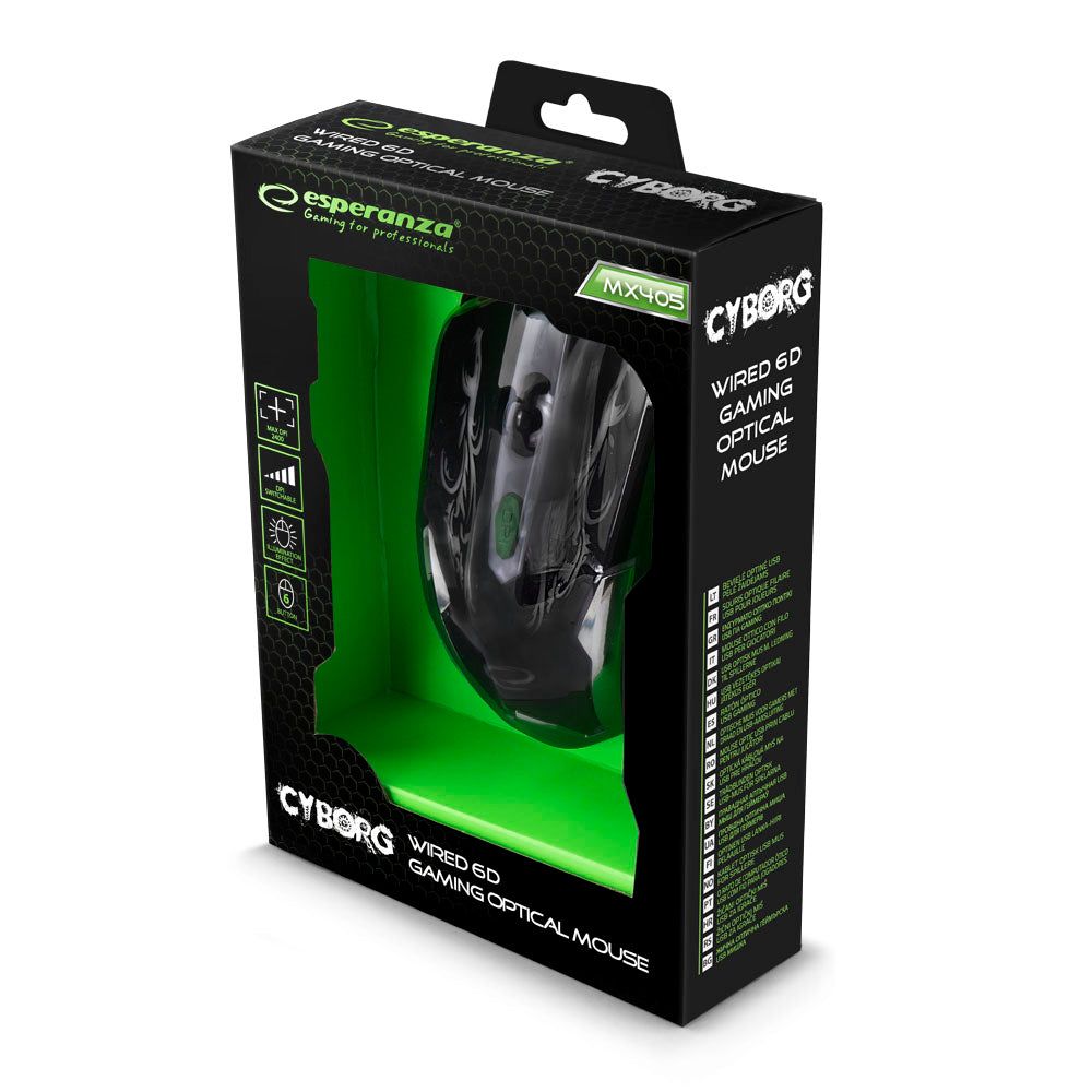 ESPERANZA MYSZ PRZEWOD. GAMING LED 6D OPT. USB CYBORG