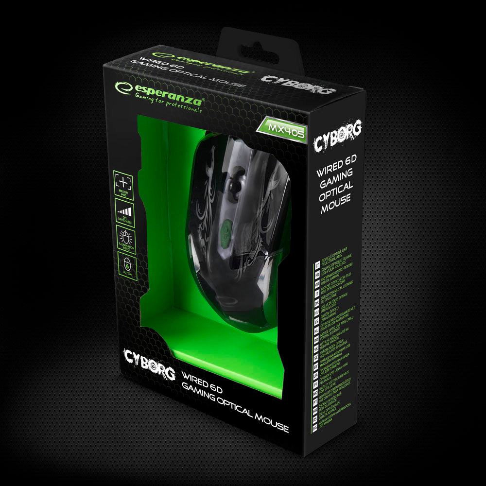 ESPERANZA MYSZ PRZEWOD. GAMING LED 6D OPT. USB CYBORG