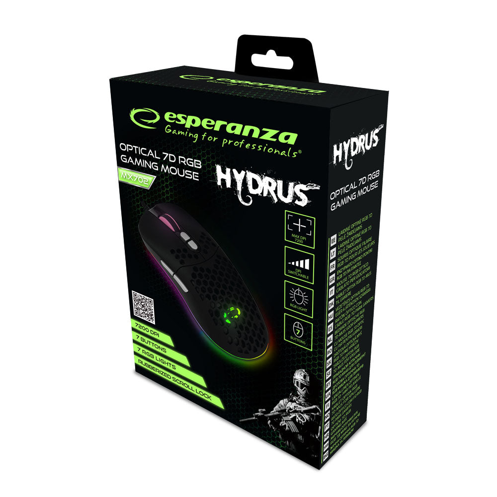 ESPERANZA MYSZ PRZEWOD. GAMING LED RGB 7D OPT. USB HYDRUS