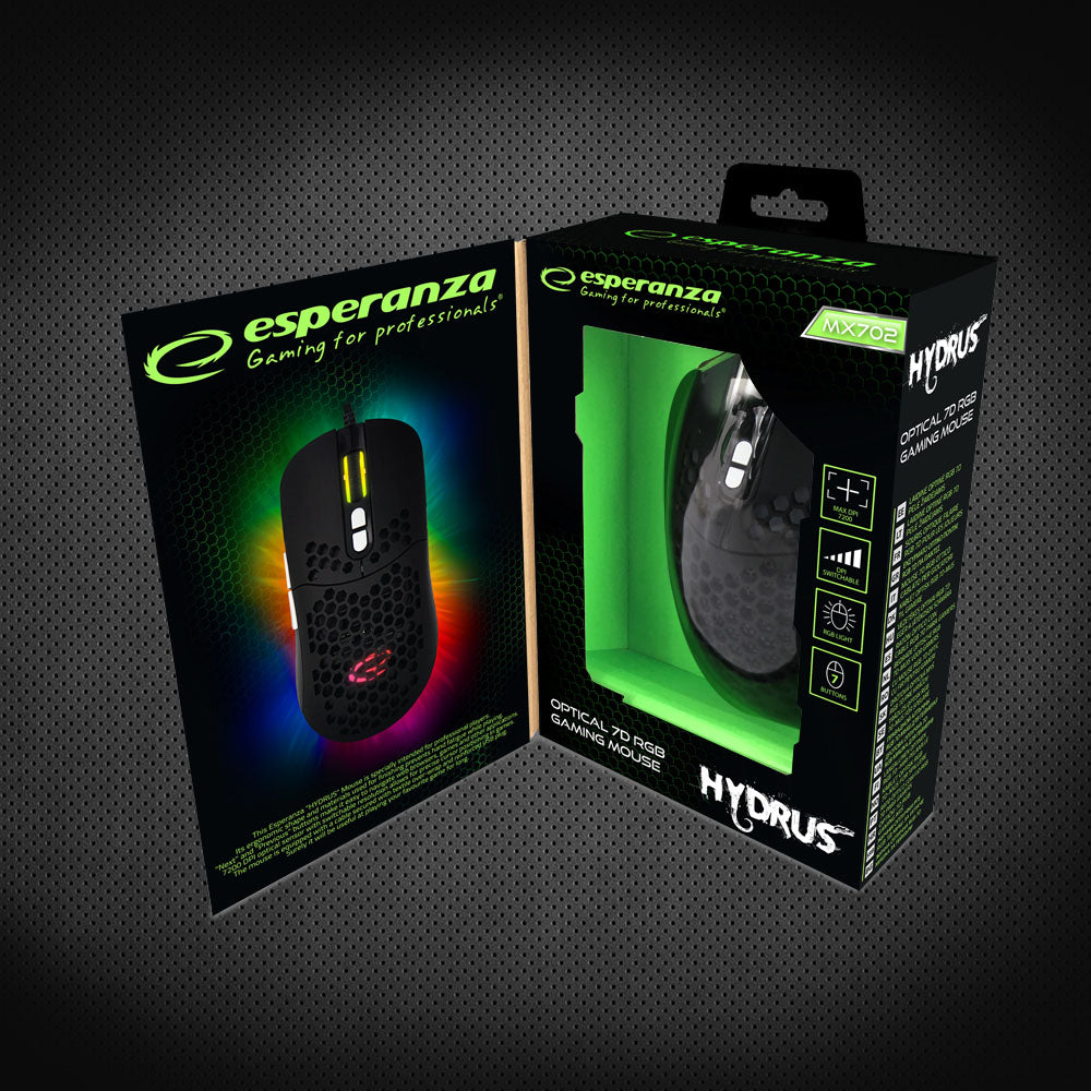 ESPERANZA MYSZ PRZEWOD. GAMING LED RGB 7D OPT. USB HYDRUS