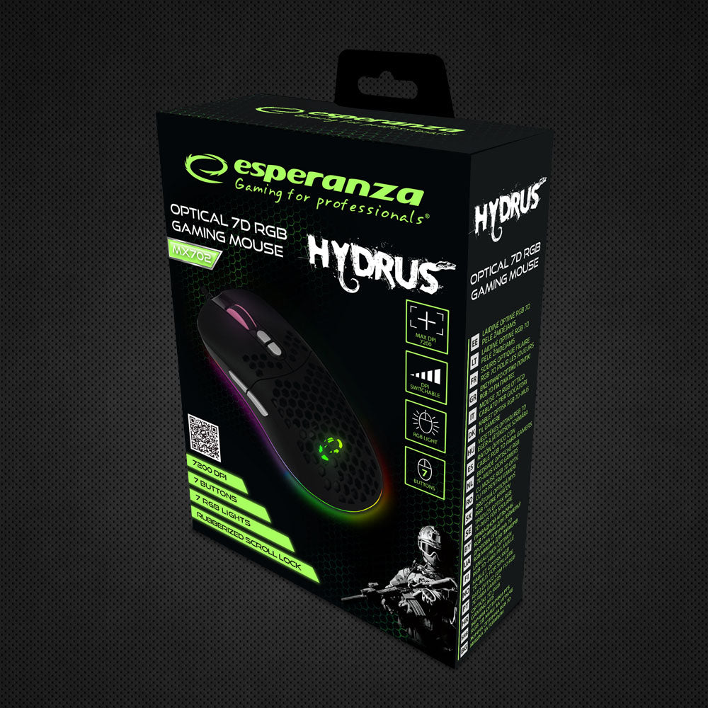 ESPERANZA MYSZ PRZEWOD. GAMING LED RGB 7D OPT. USB HYDRUS