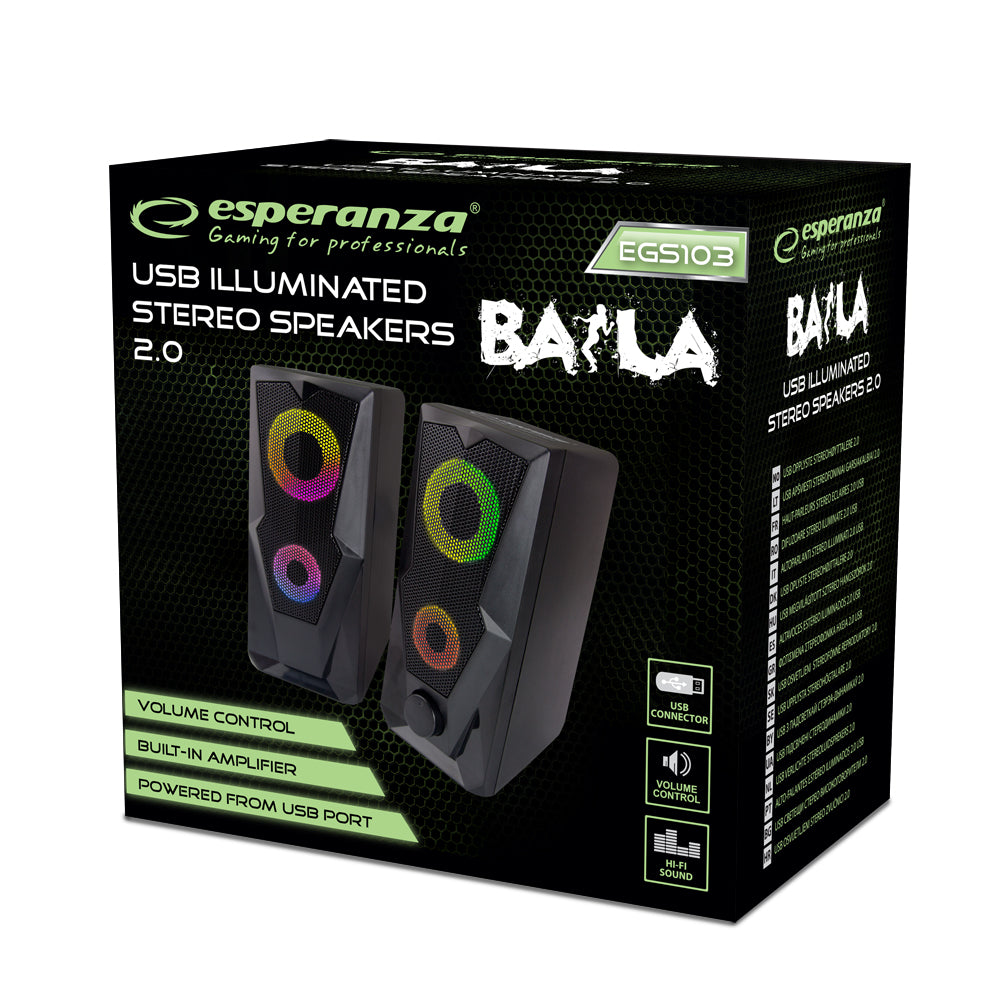 ESPERANZA GŁOŚNIKI 2.0 USB LED RAINBOW BAILA