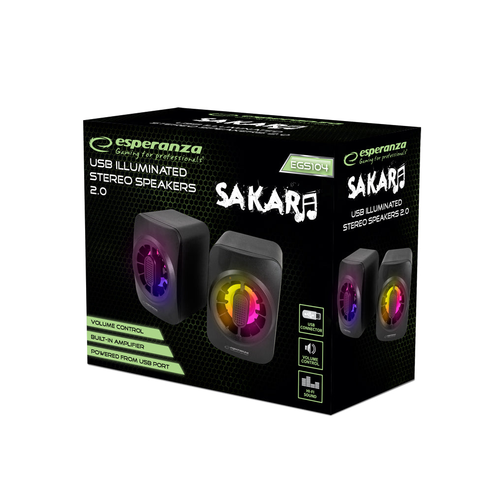 ESPERANZA GŁOŚNIKI 2.0 USB LED RAINBOW SAKARA