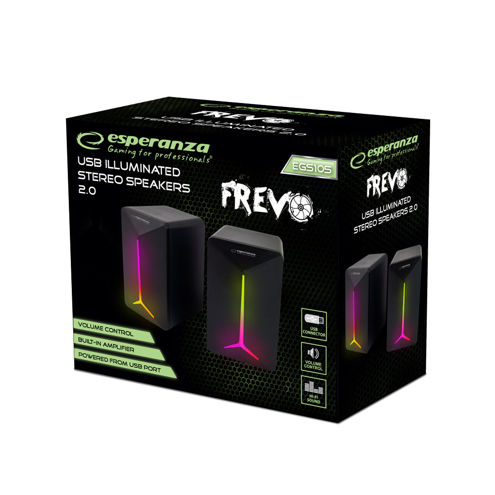 ESPERANZA GŁOŚNIKI 2.0 USB LED RAINBOW FREVO