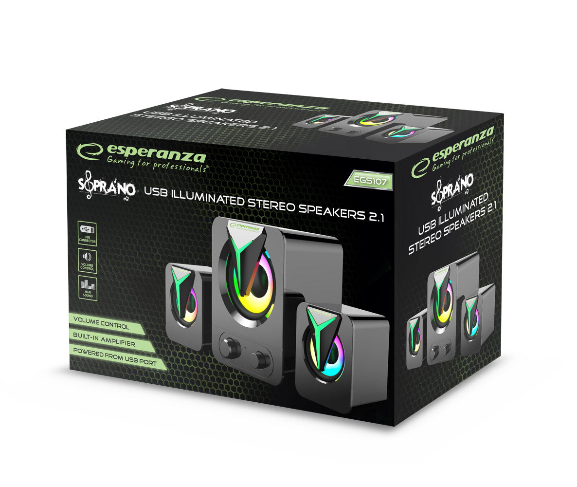 ESPERANZA GŁOŚNIKI 2.1 USB LED RAINBOW SOPRANO