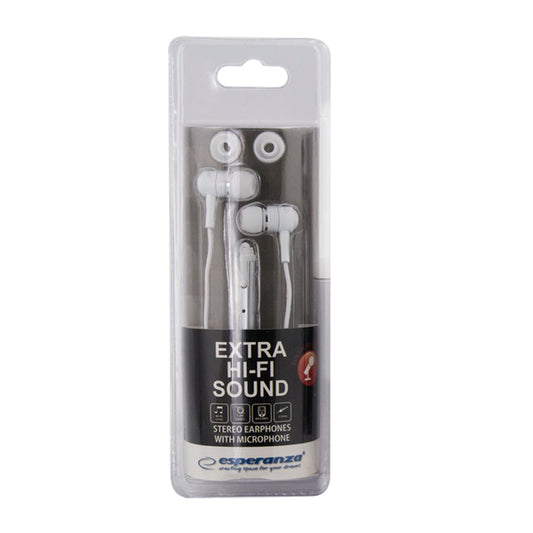 ESPERANZA SŁUCHAWKI DOUSZNE Z MIKROFONEM MOBILE BIAŁE