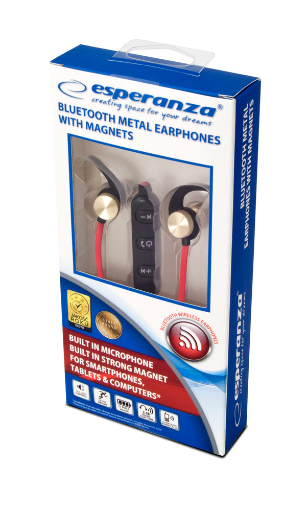ESPERANZA SŁUCHAWKI DOUSZNE BLUETOOTH METALOWE MIEDZIANE
