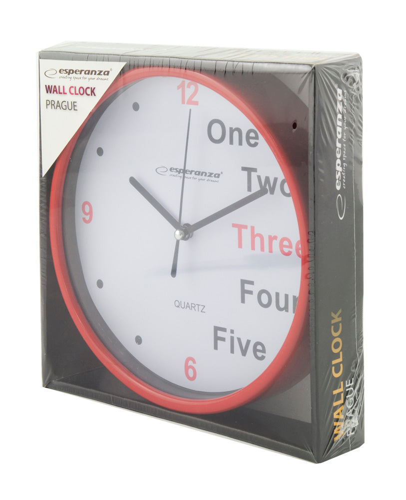 ESPERANZA ZEGAR ŚCIENNY PRAGUE CZERWONY