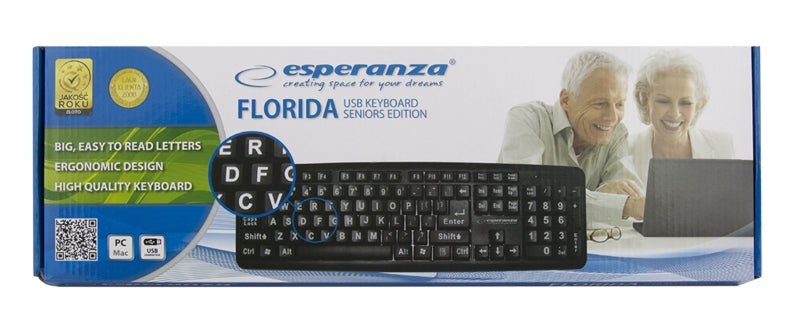 ESPERANZA KLAWIATURA PRZEWOD. Z DUŻYM NADRUKIEM USB FLORIDA