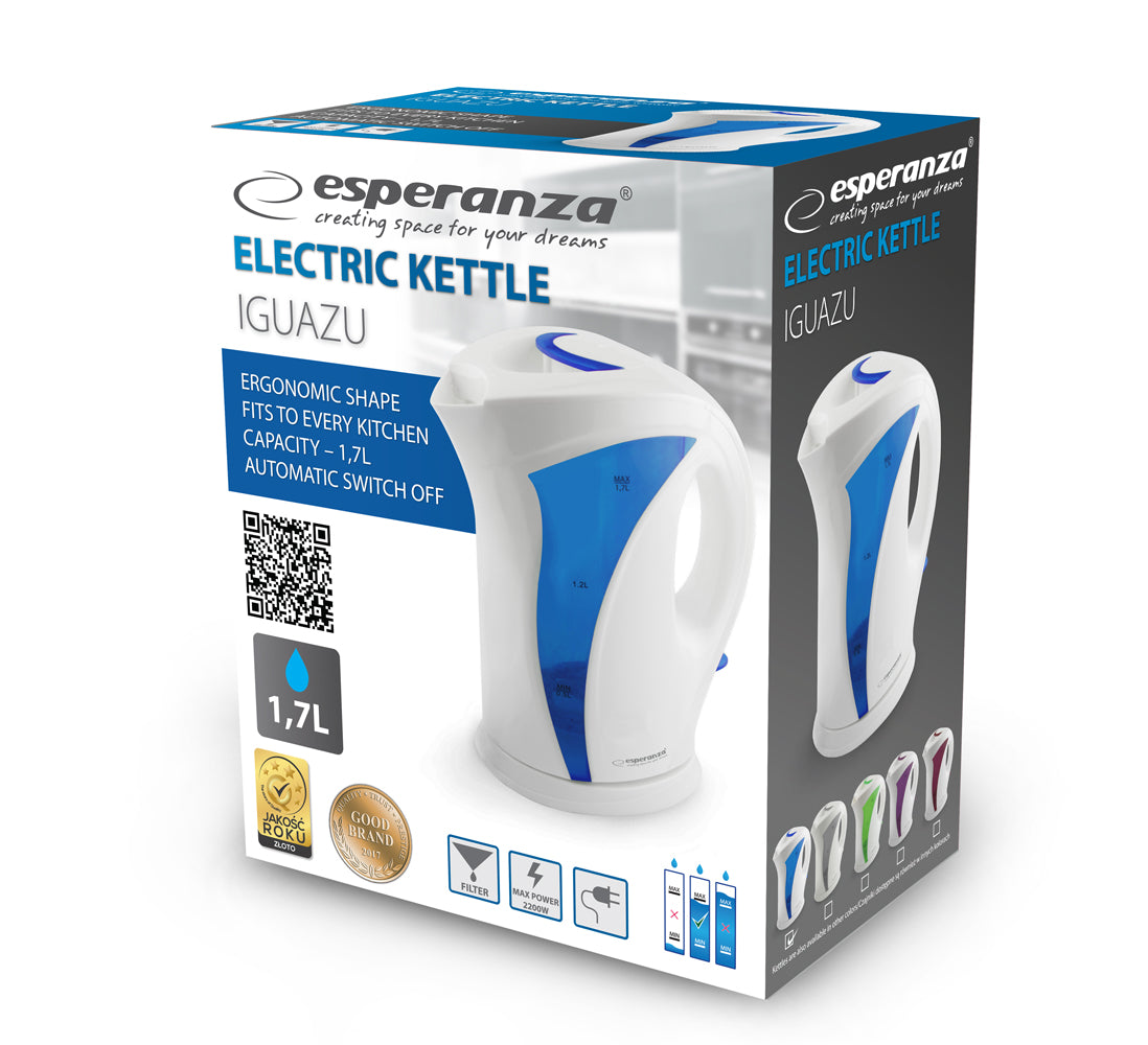 ESPERANZA CZAJNIK ELEKTRYCZNY IGUAZU 1.7 L BIAŁO-NIEBIESKI
