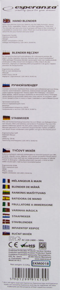 ESPERANZA BLENDER RĘCZNY FRAPPE NIEBIESKI