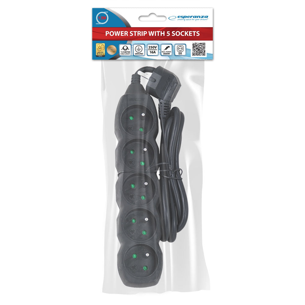 ESPERANZA LISTWA ZASILAJĄCA 5 GN. 1.5M CZARNA