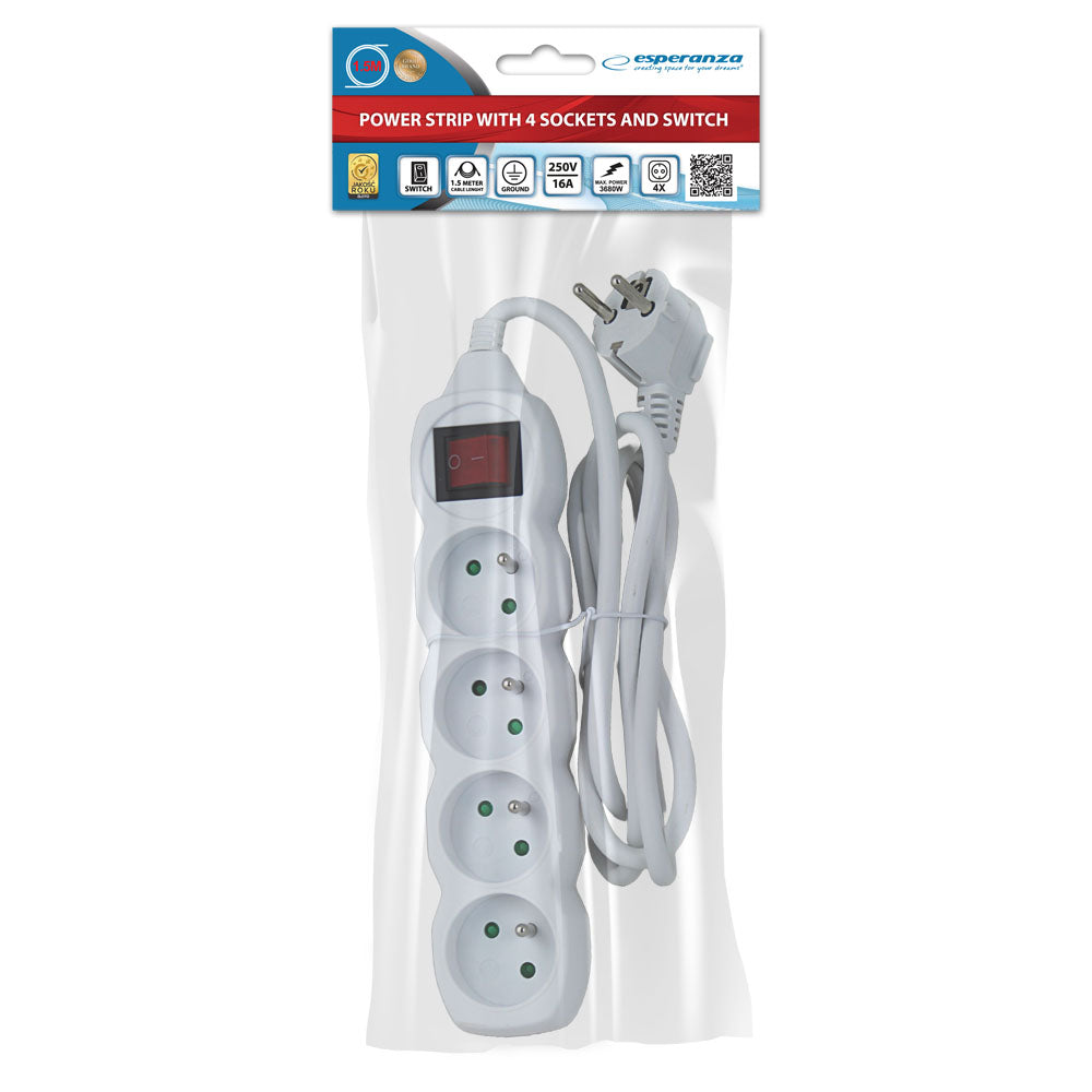 ESPERANZA LISTWA ZASILAJĄCA 4 GN. WŁ. 1.5M BIAŁA