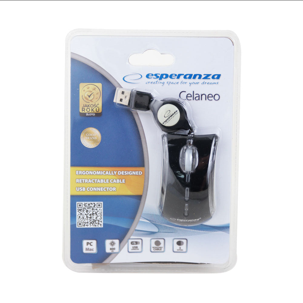 ESPERANZA MYSZ PRZEWOD. MINI OPT. USB CELANEO CZARNA