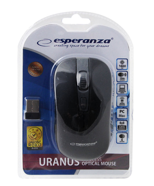 ESPERANZA MYSZ BEZPRZ. 2.4GHZ 4D OPT. USB URANUS CZARNO/SZARA