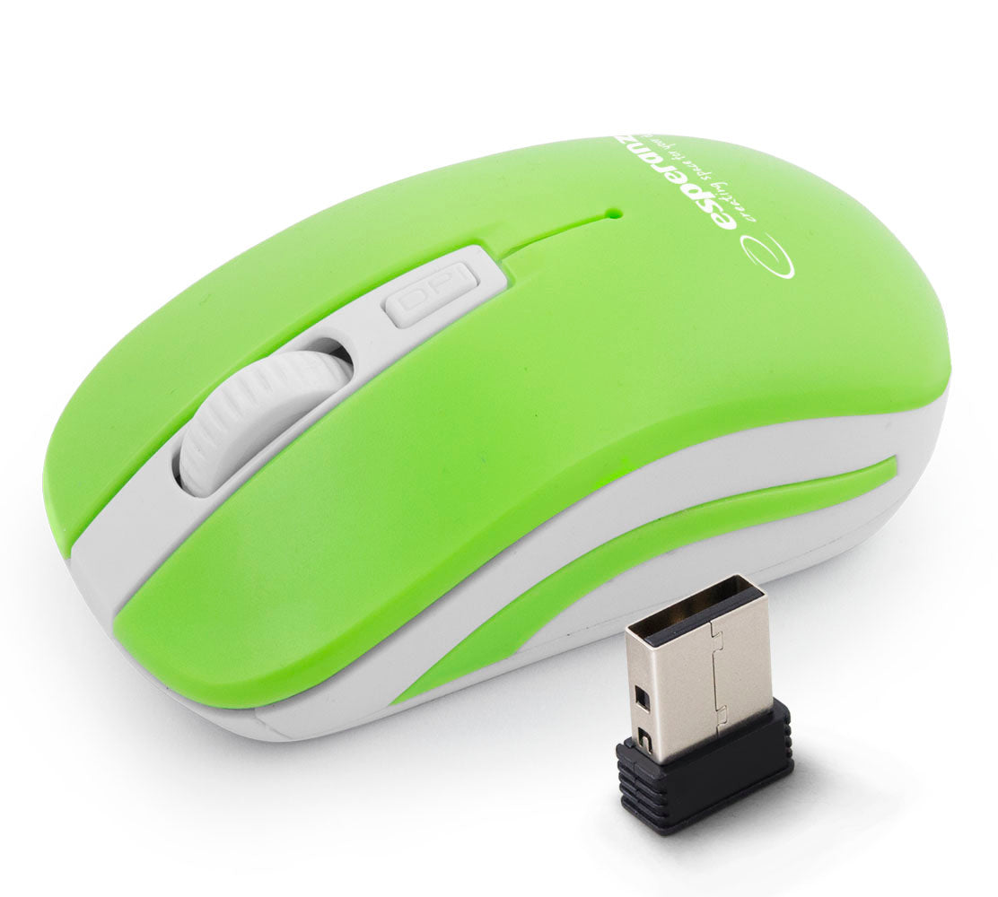 ESPERANZA MYSZ BEZPRZ. 2.4GHZ 4D OPT. USB URANUS ZIELONO/BIAŁA
