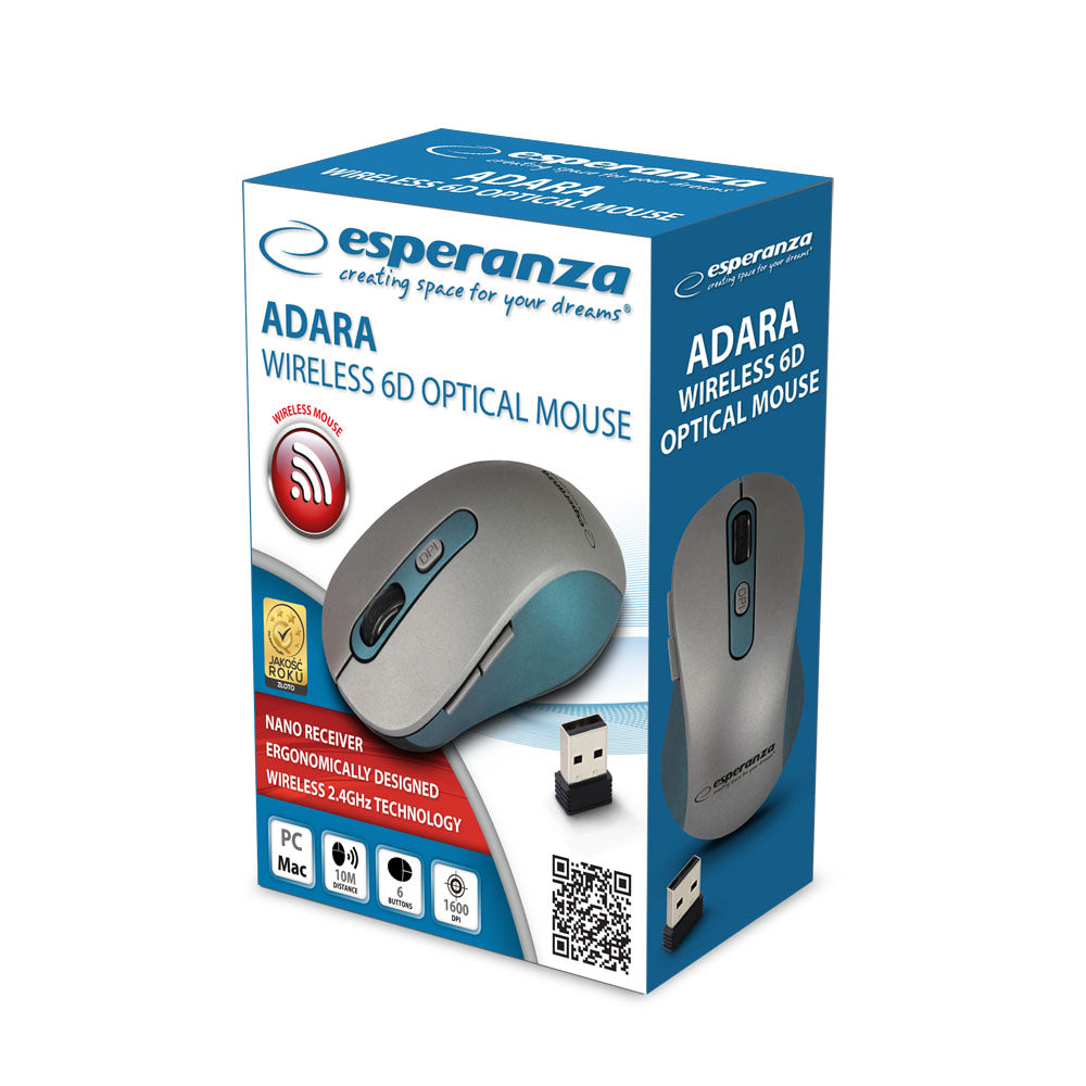 ESPERANZA MYSZ BEZPRZ. 2.4GHZ 6D OPT. USB ADARA NIEBIESKA