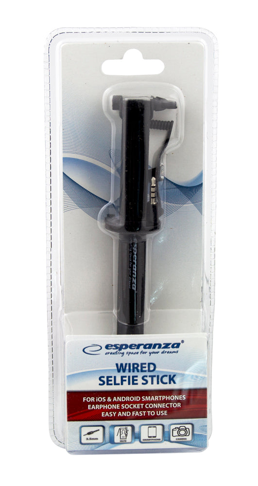 ESPERANZA MONOPOD DO SELFIE PRZEWOD. CZARNY