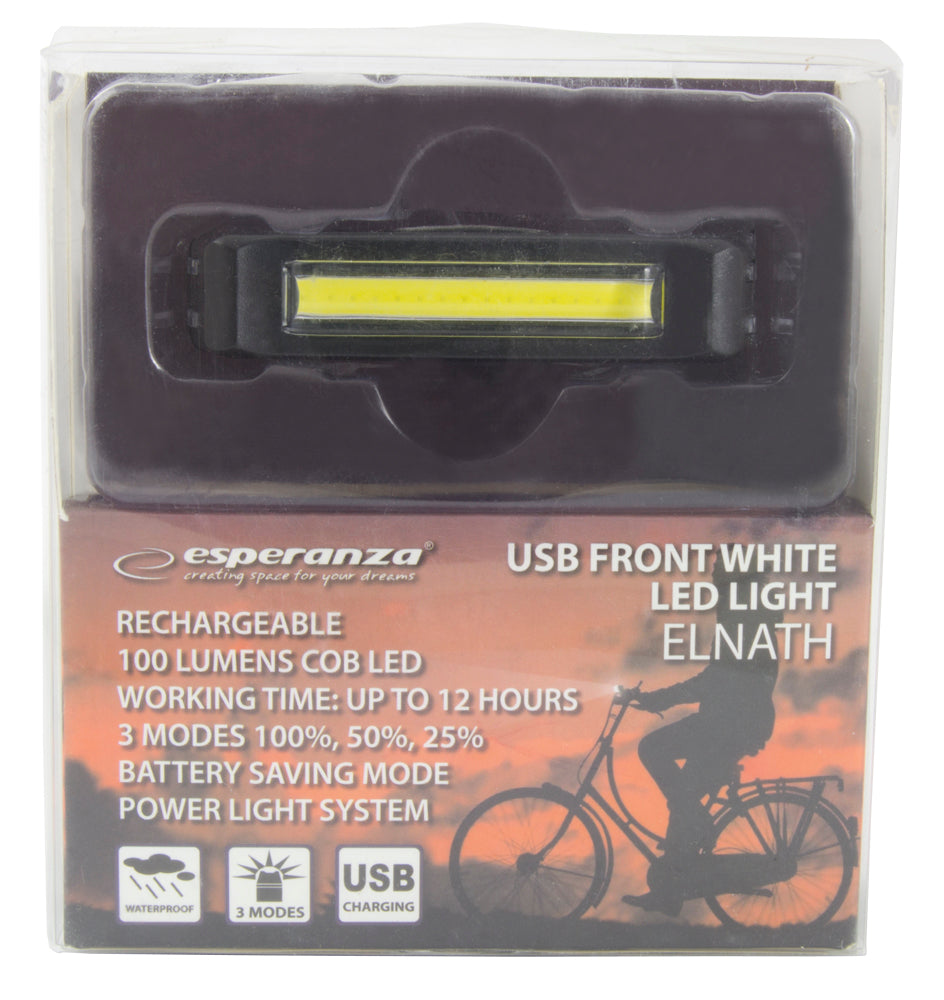 ESPERANZA LAMPKA LED ROWEROWA NA PRZÓD USB ELNATH