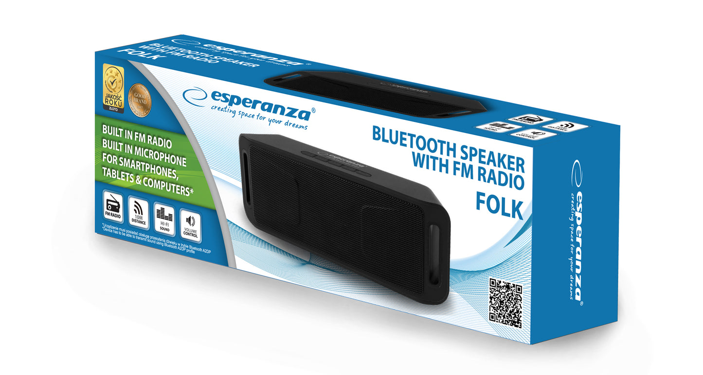 ESPERANZA GŁOŚNIK BT FM FOLK CZARNO-CZARNY