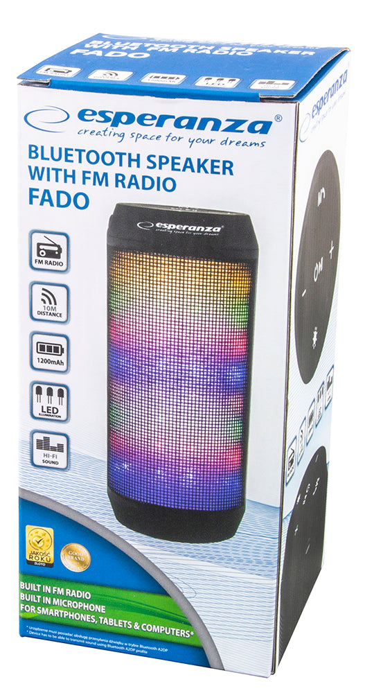 ESPERANZA GŁOŚNIK BT FM LED FADO