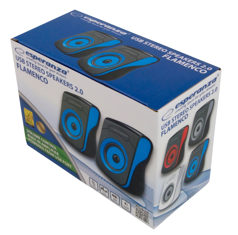 ESPERANZA GŁOŚNIKI 2.0 USB FLAMENCO CZARNO-NIEBIESKIE