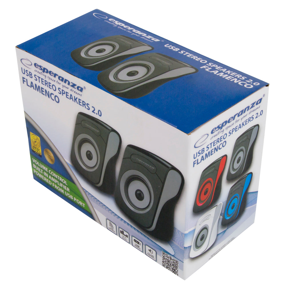 ESPERANZA GŁOŚNIKI 2.0 USB FLAMENCO CZARNO-SZARE