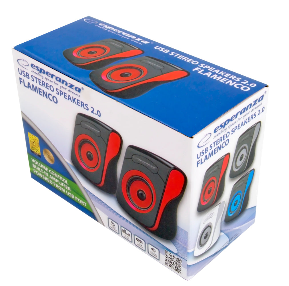 ESPERANZA GŁOŚNIKI 2.0 USB FLAMENCO CZARNO-CZERWONE