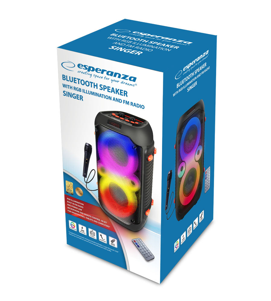 ESPERANZA GŁOŚNIK BT FM LED RGB KARAOKE SINGER